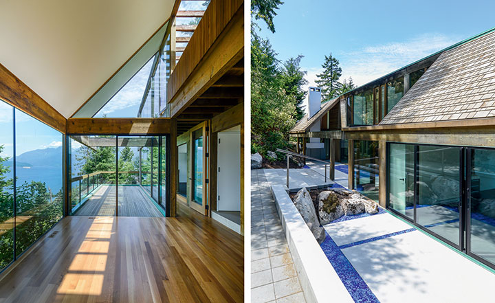 Image: Architect Bruno Freschi has updated his seminal modernist masterpiece, The Staples House. Pictured left: Freschi's changes include transforming upper level balconies into rooms. Right: As well as removing a pond at the front of the house. Courtesy of wallpaper, photo by Kenneth Dyck